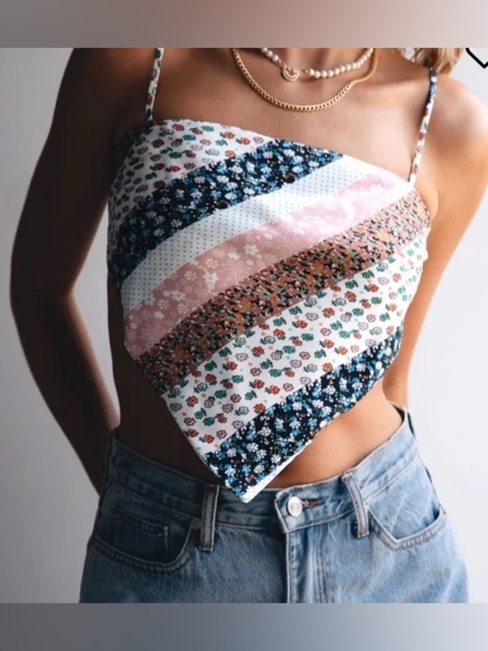 Princess Polly Chelina Scarf Top Floral Patchwork Handkerchief Cami Size 6